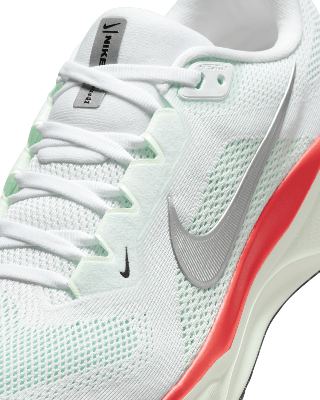 Nike Air Zoom Pegasus 41 (Men) - White/Barely Green/Bright Crimson/Metallic Silver