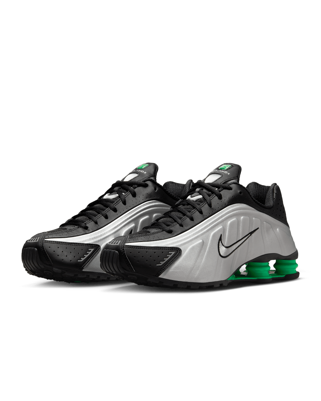 Nike Shox R4 - Metallic Silver/Black/Green Shock/Metallic Silver