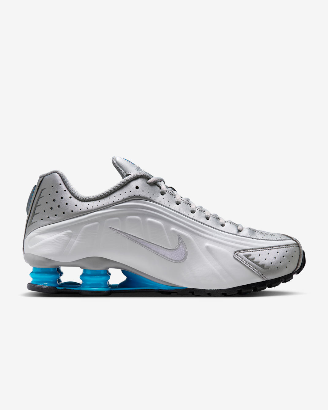 Nike Shox R4 - Metallic Silver/White/Blue Lagoon/Blue Lagoon