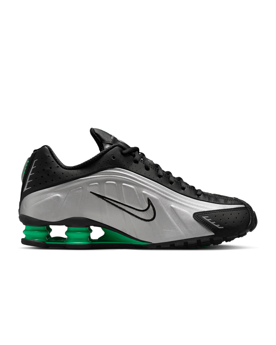Nike Shox R4 - Metallic Silver/Black/Green Shock/Metallic Silver